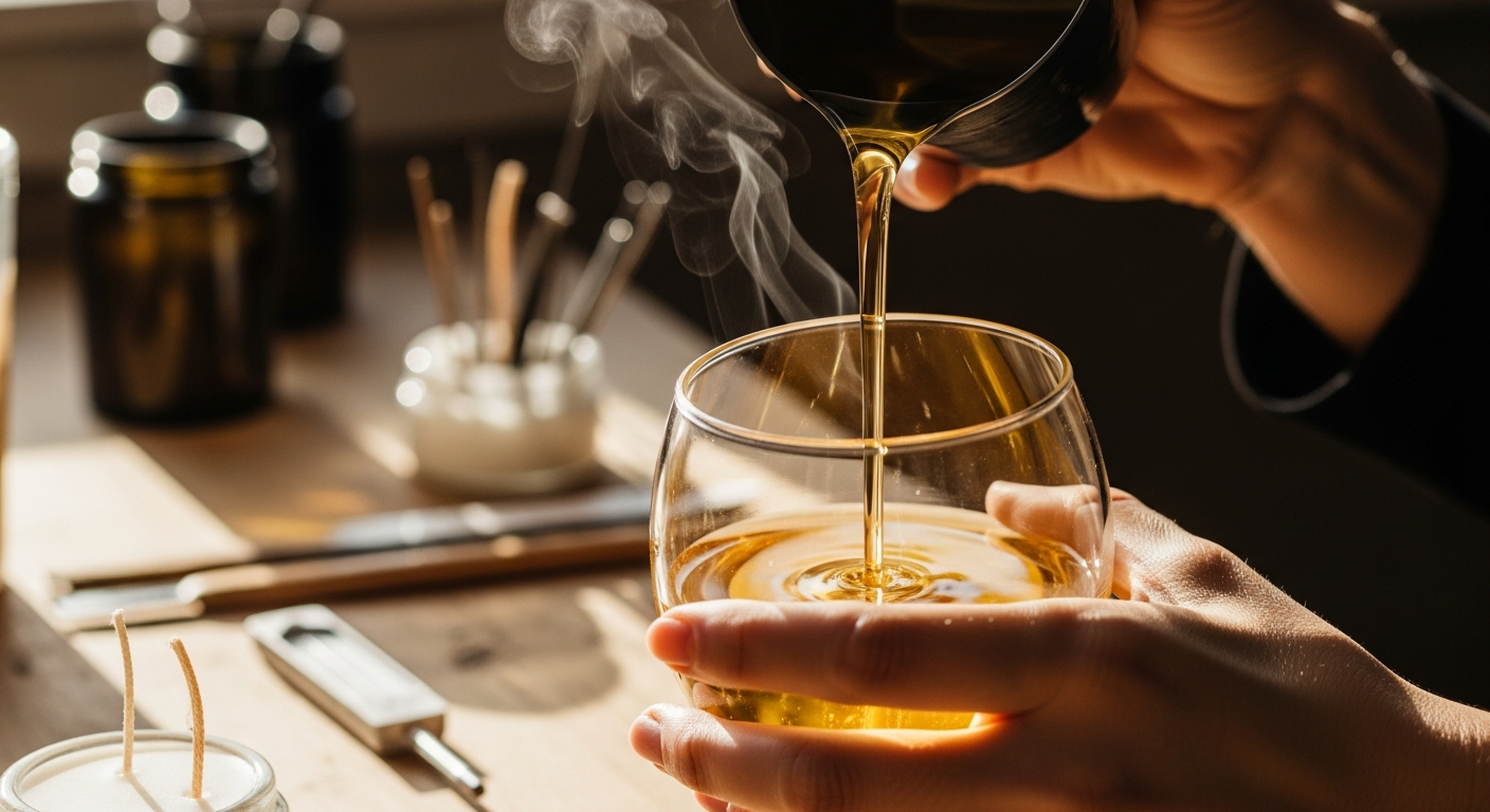 Процесс заливки свечи